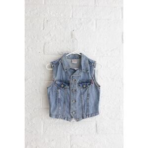 Vintage BONGO Denim Vest Women’s Medium Made in USA Button Front Jean Jacket